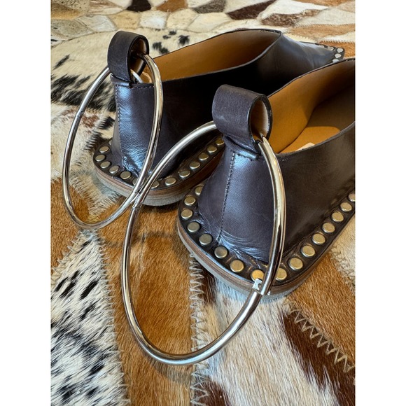 Jil Sander Brown Studded Ballet Flats With Anklet - Picture 12 of 14